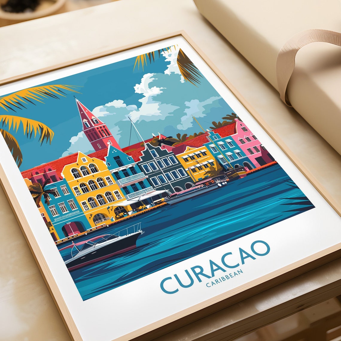 Curacao Print Wall Art Gift Curacao Caribbean Island Artwork Framed Print Tropical Island Poster