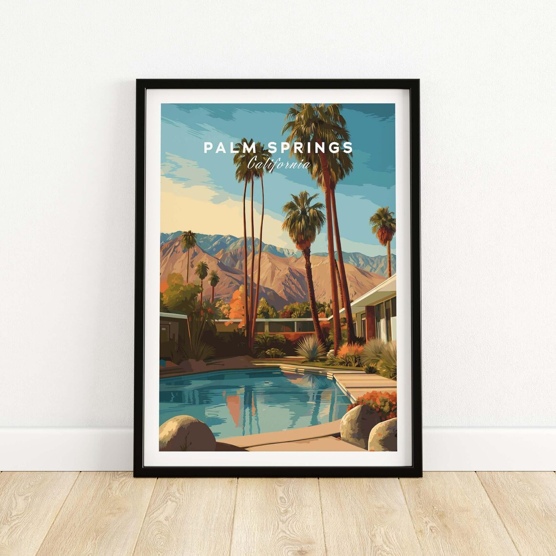 Palm Springs Mid Century Modern Pool Villa Retro Travel Poster