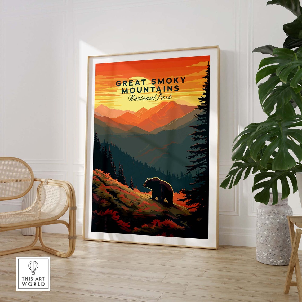 Great Smoky Mountains National Park Bear Sunset Peaks Poster - Image 3