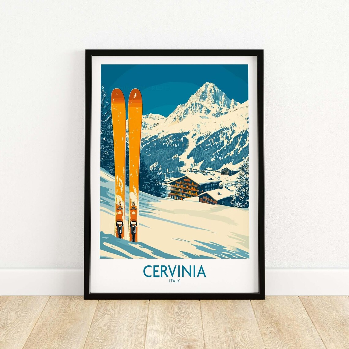 Cervinia Ski Wall Art, Italy Winter Sports Poster - Image 5