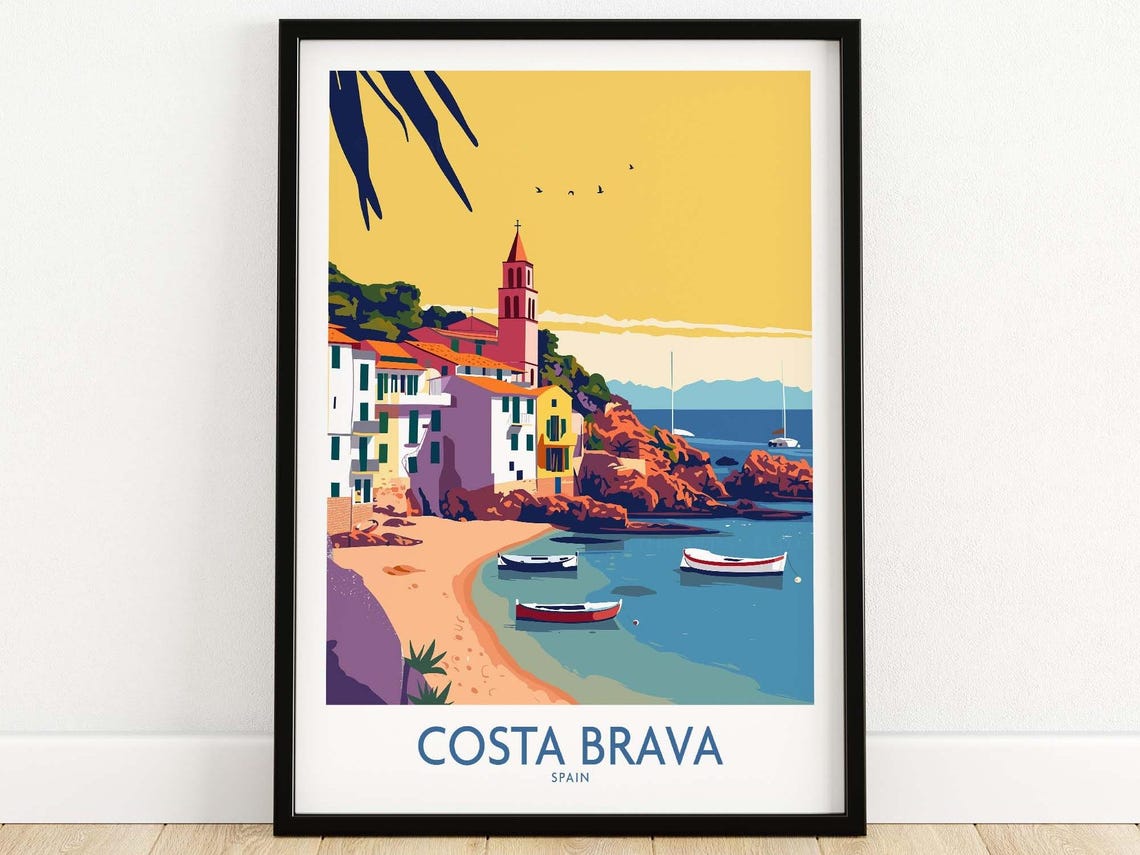 Costa Brava Spain Wall Art Print Travel Poster Home Decor Artwork Gift Illustration For New Lover Set
