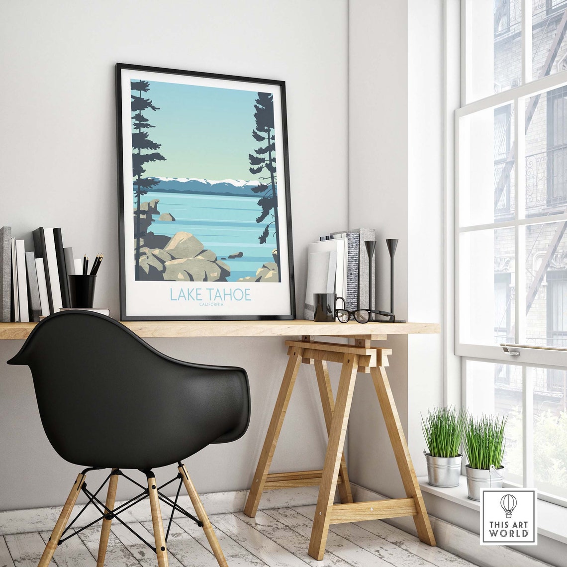 Lake Tahoe Print Lake Tahoe Poster Tahoe Wall Art California Travel Poster Print Lake Tahoe Framed Unframed Print Lake Tahoe Gift - Image 4