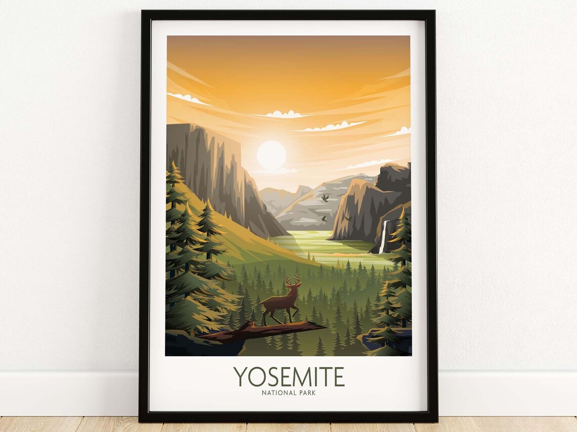 Yosemite Travel Poster, National Park Wall Art Print