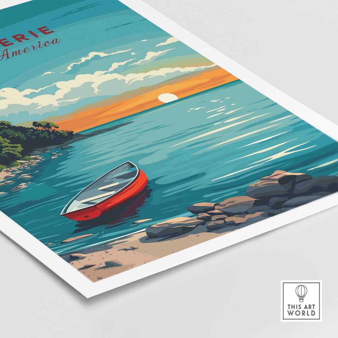 Lake Erie Travel Poster, Great Lakes Wall Art Print - Image 4