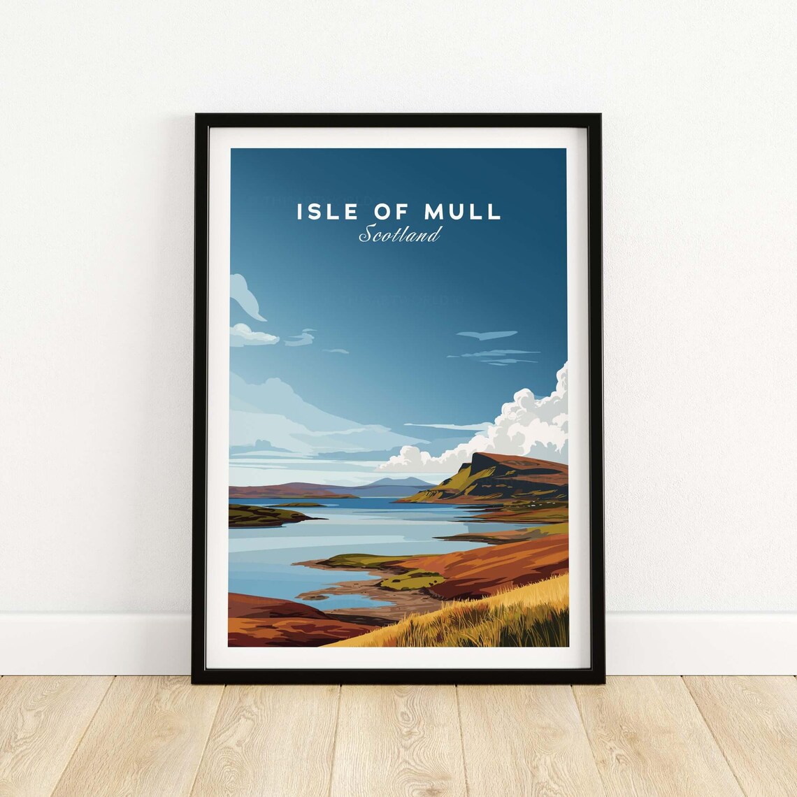 Isle of Mull Scotland Coastal Cliffs and Bay Vintage Travel Poster