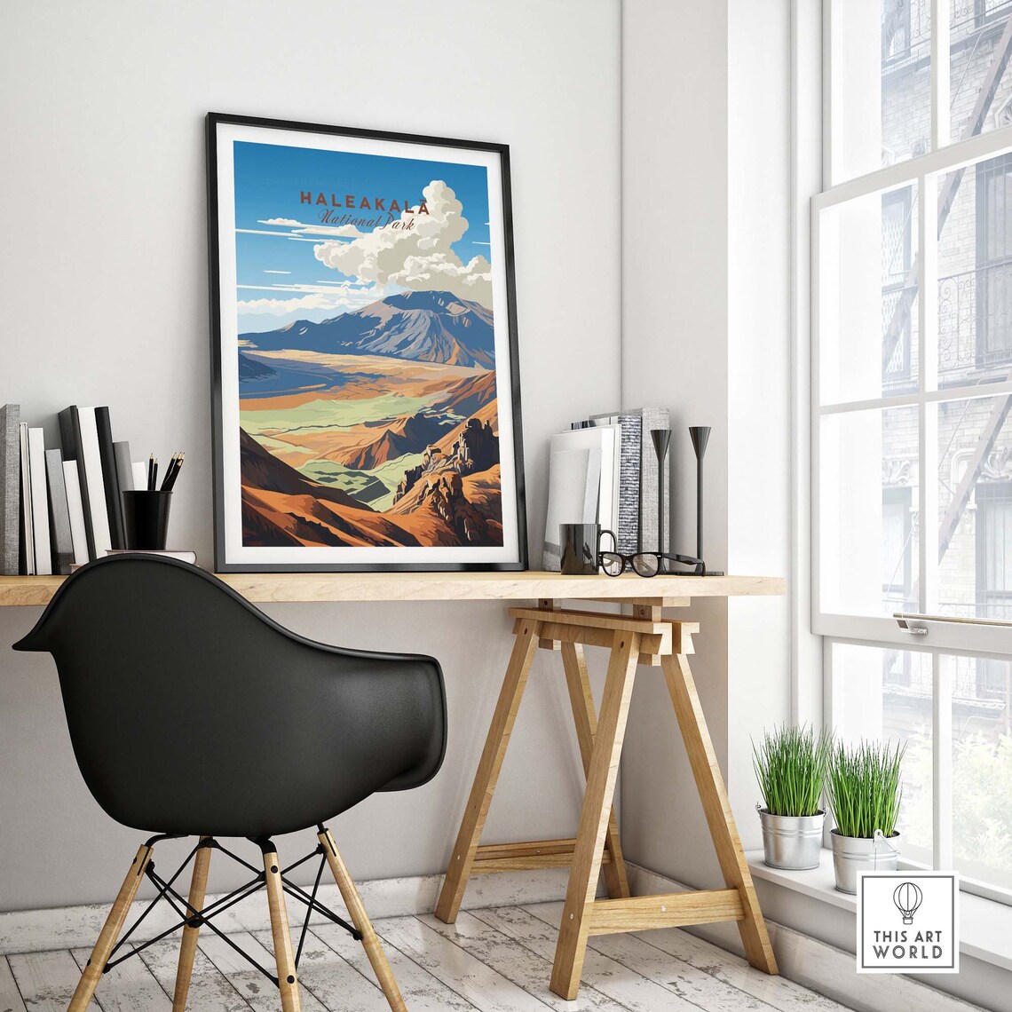 Haleakala National Park Hawaii Volcano Crater Vintage Art Poster - Image 4