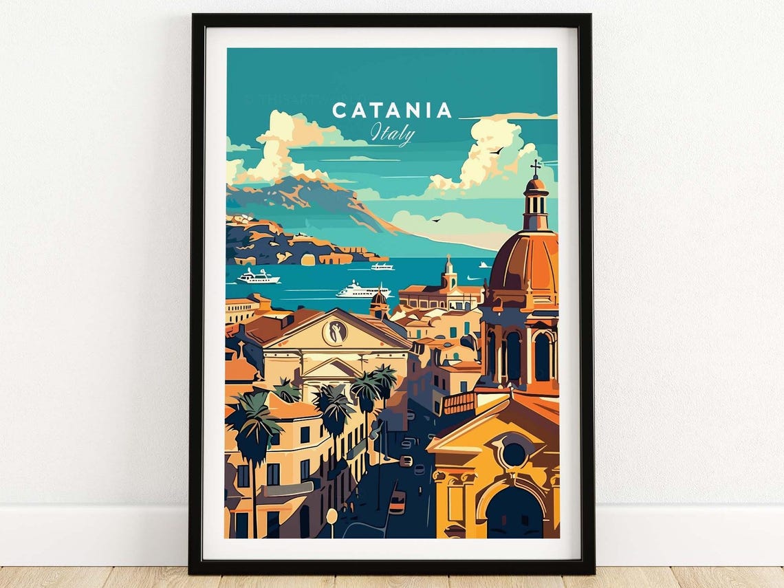 Catania Travel Print Sicilytravel Poster Catania Artwork Poster Gift Italy Home Decor Catania Illustration Art Lover Italy Print Catania