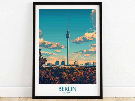 Berlin Travel Poster Germany Wall Art Print Home Decor Artwork Gift Illustration Lover