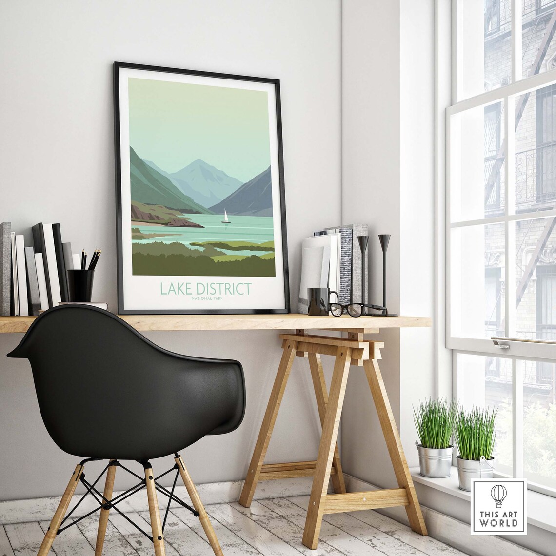 Lake District National Park Fell Lake Sailboat Vintage Travel Poster - Image 4