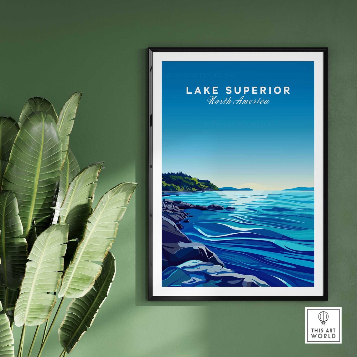 Lake Superior North America Rocky Shoreline Blue Waves Art Poster - Image 2