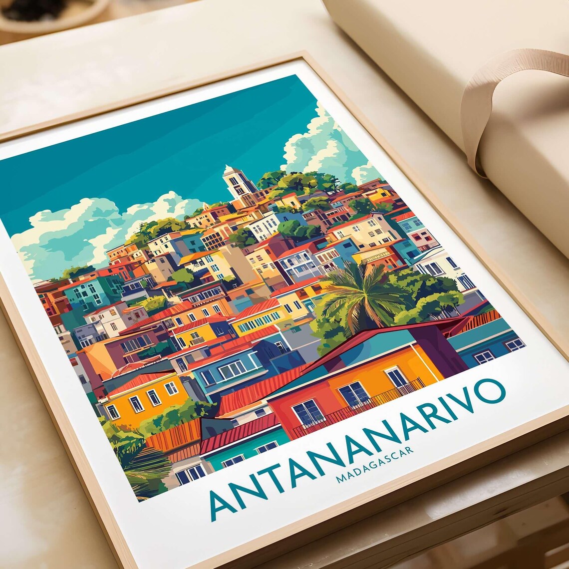Antananarivo Madagascar Hillside Colorful Houses City Travel Poster