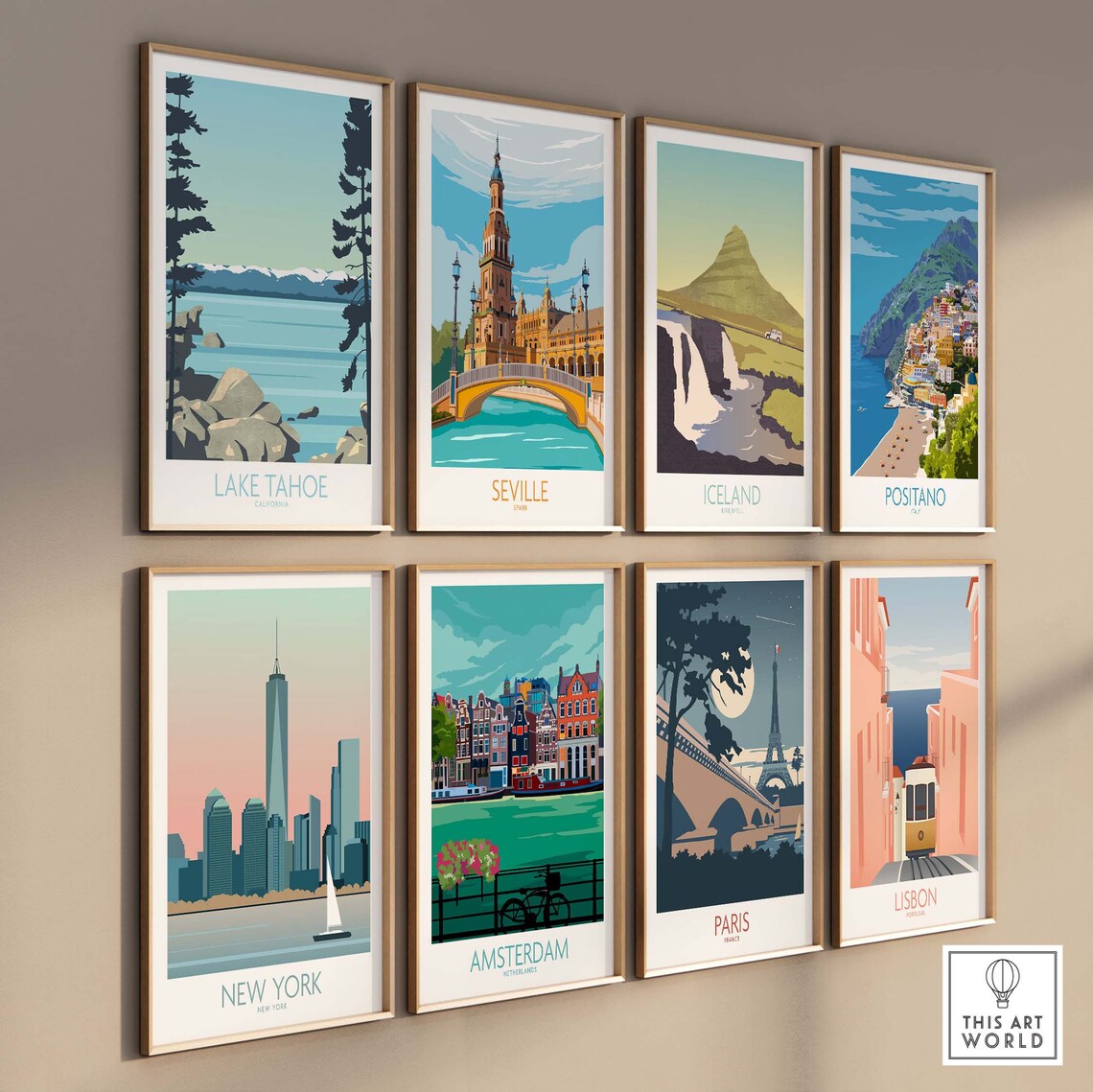 Lake Tahoe California Minimalist Pine Lake Scene Travel Poster - Image 3