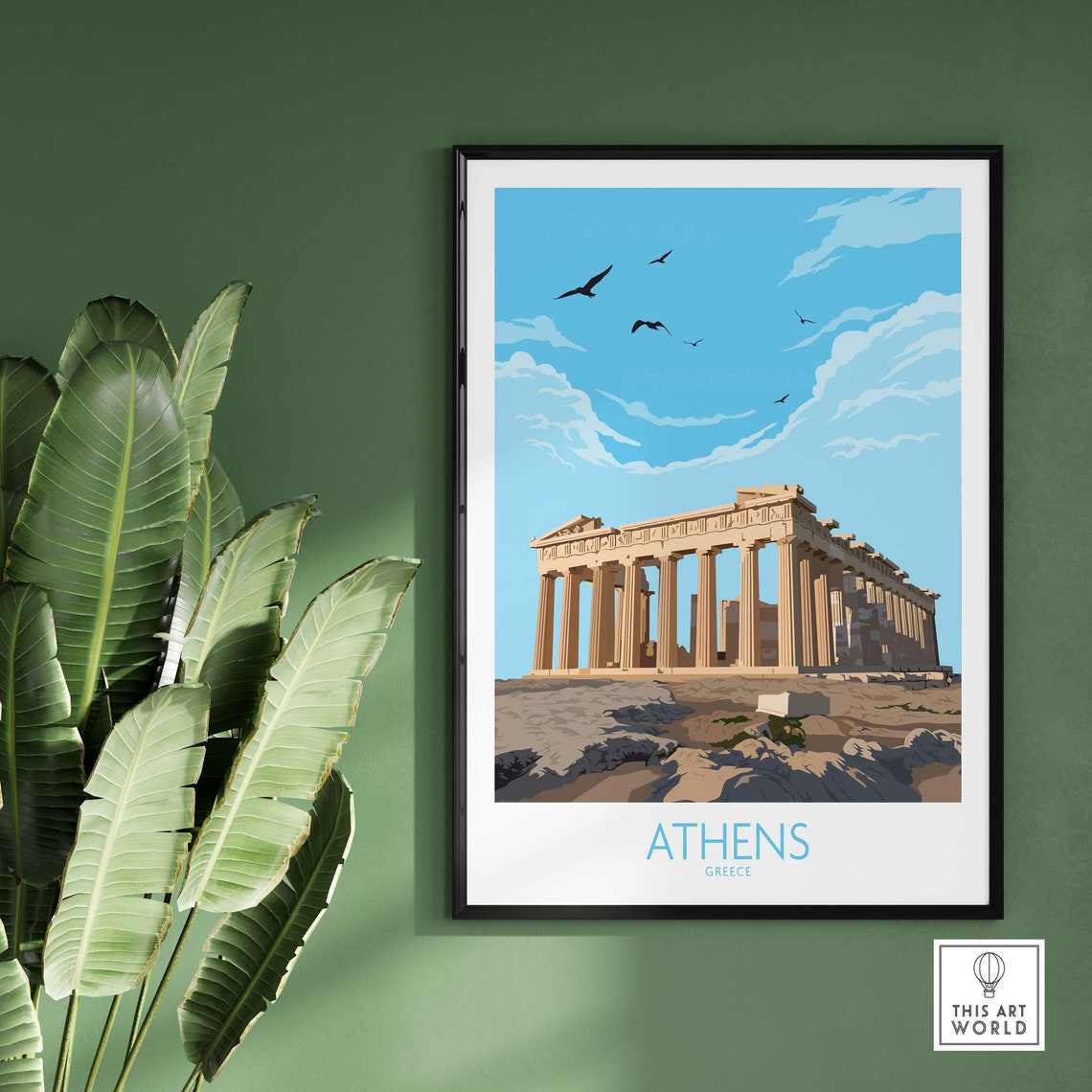 Athens Greece Parthenon Ancient Temple Blue Sky Travel Poster - Image 3