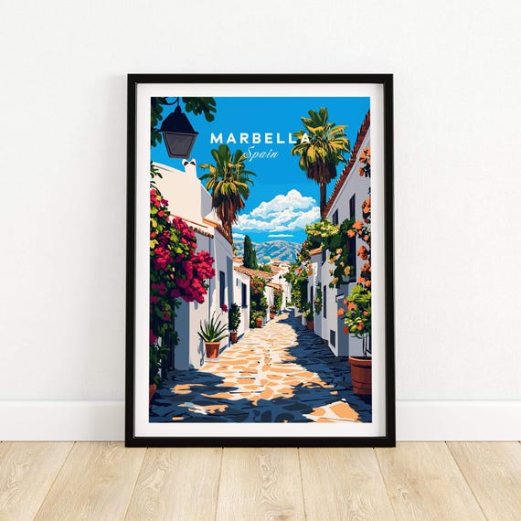 Marbella Travel Print Wall Art Poster Decor Illustration Gift