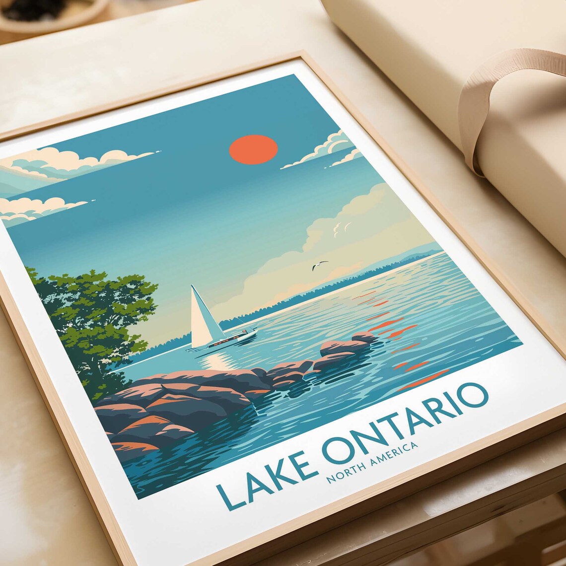 Lake Ontario Travel Poster, Lake and Place Wall Art