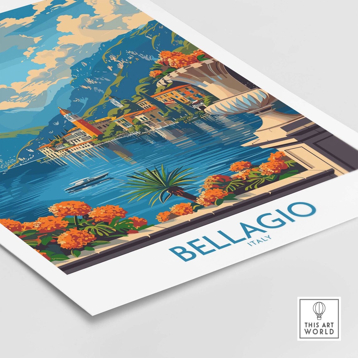 Bellagio Italy Flower Terrace Overlooking Lake Como Shore Poster - Image 4