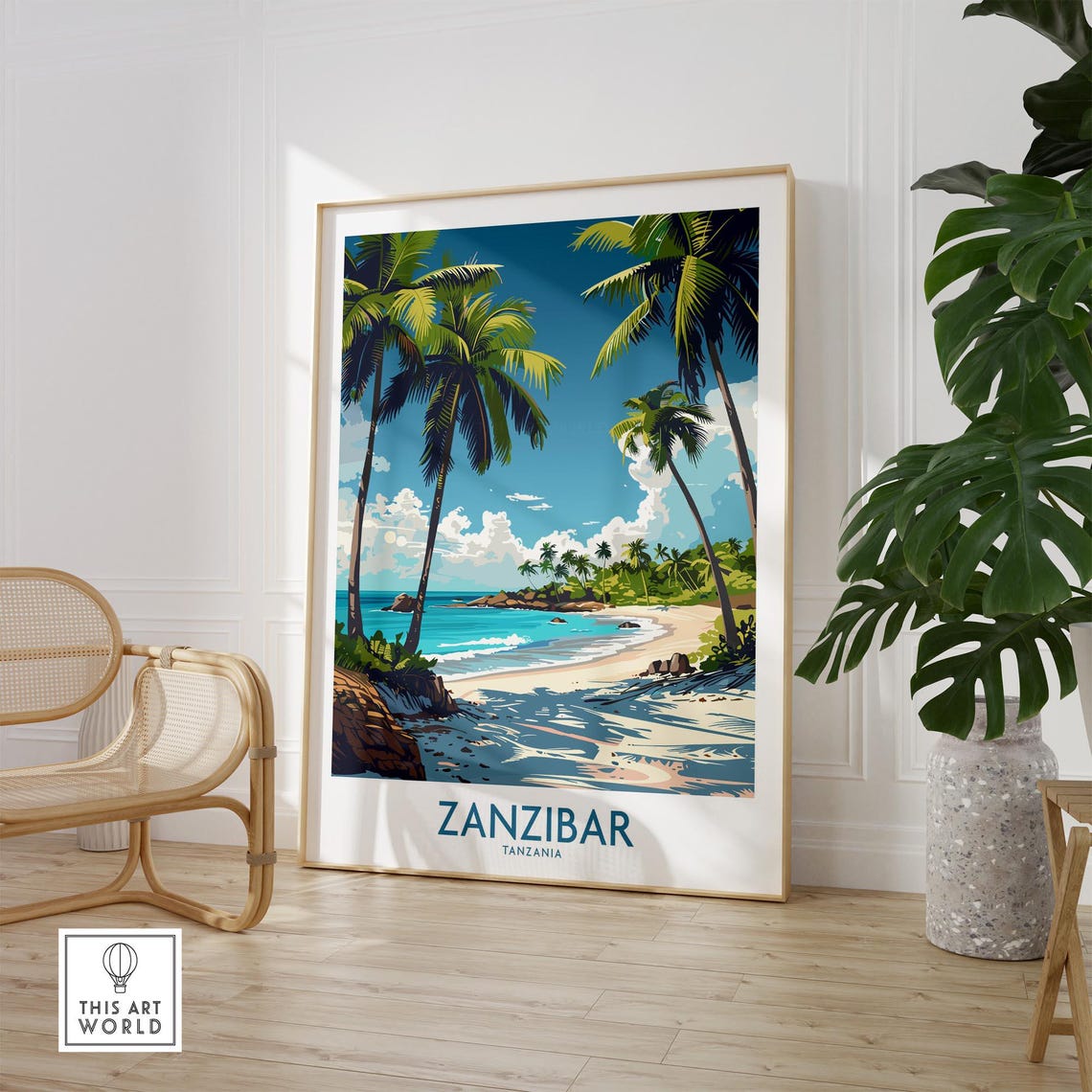 Zanzibar Wall Art Tanzania Travel Poster Zanzibar Artwork Poster Gift Tanzania Home Decor Zanzibar Illustration Art Lover Tanzania Print - Image 2