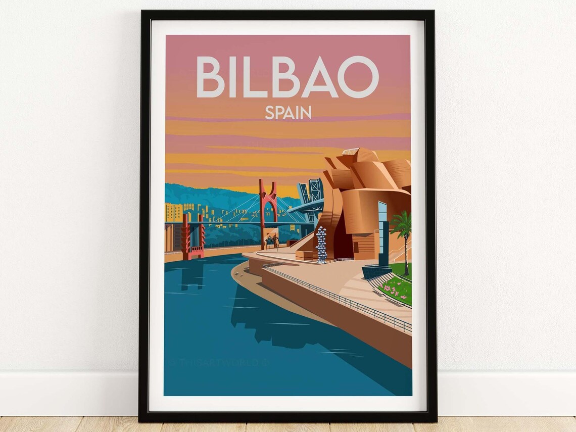 Bilbao Spain Art Print, Guggenheim Museum Travel Poster