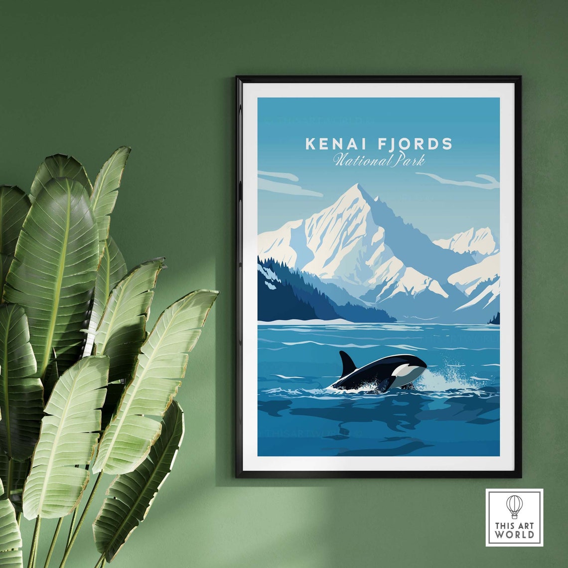 Kenai Fjords Alaska National Park Orca Glacier Travel Poster - Image 2