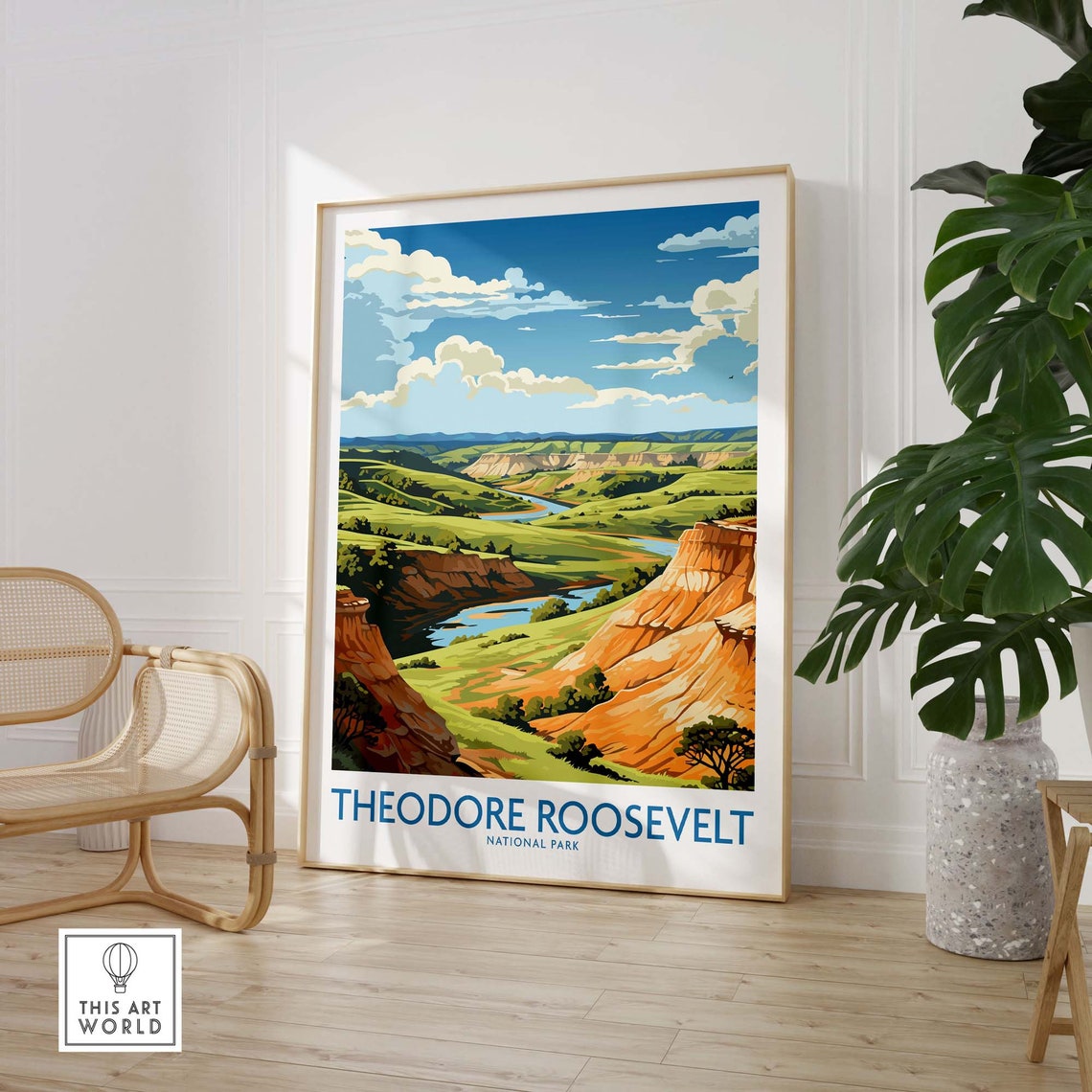Theodore Roosevelt National Park Rolling Hills River Vista Poster - Image 3