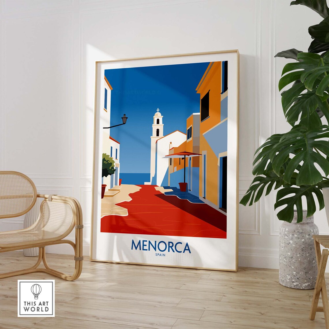 Menorca Spain Old Town Church Tower Street Vintage Travel Poster - Image 3