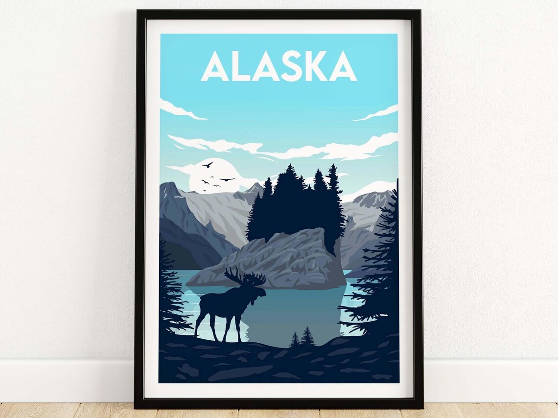 Alaska Minimalist Travel Poster, Wall Art Print