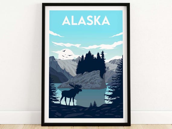 Alaska Minimalist Travel Poster, Wall Art Print