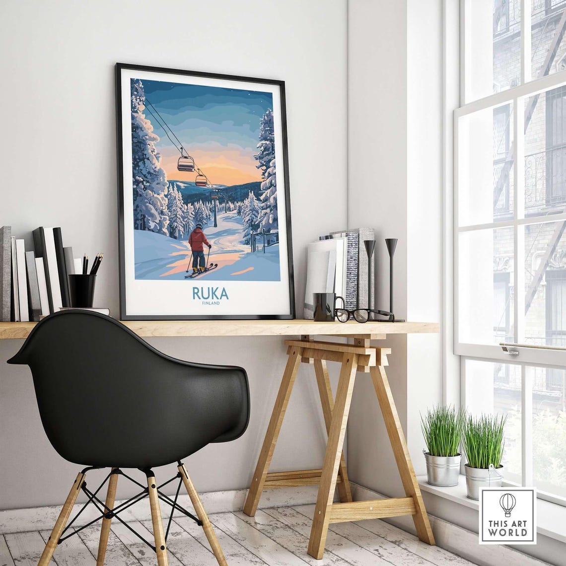 Ruka Ski Lodge, Winter Sports Art Print - Image 4
