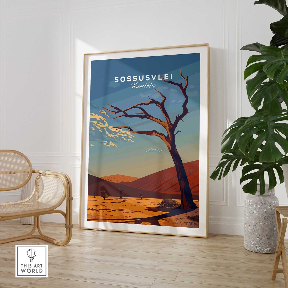 Sossusvlei Namibia Print Art Print Travel Print Home Dcor Poster Gift Illustration Artwork - Image 3