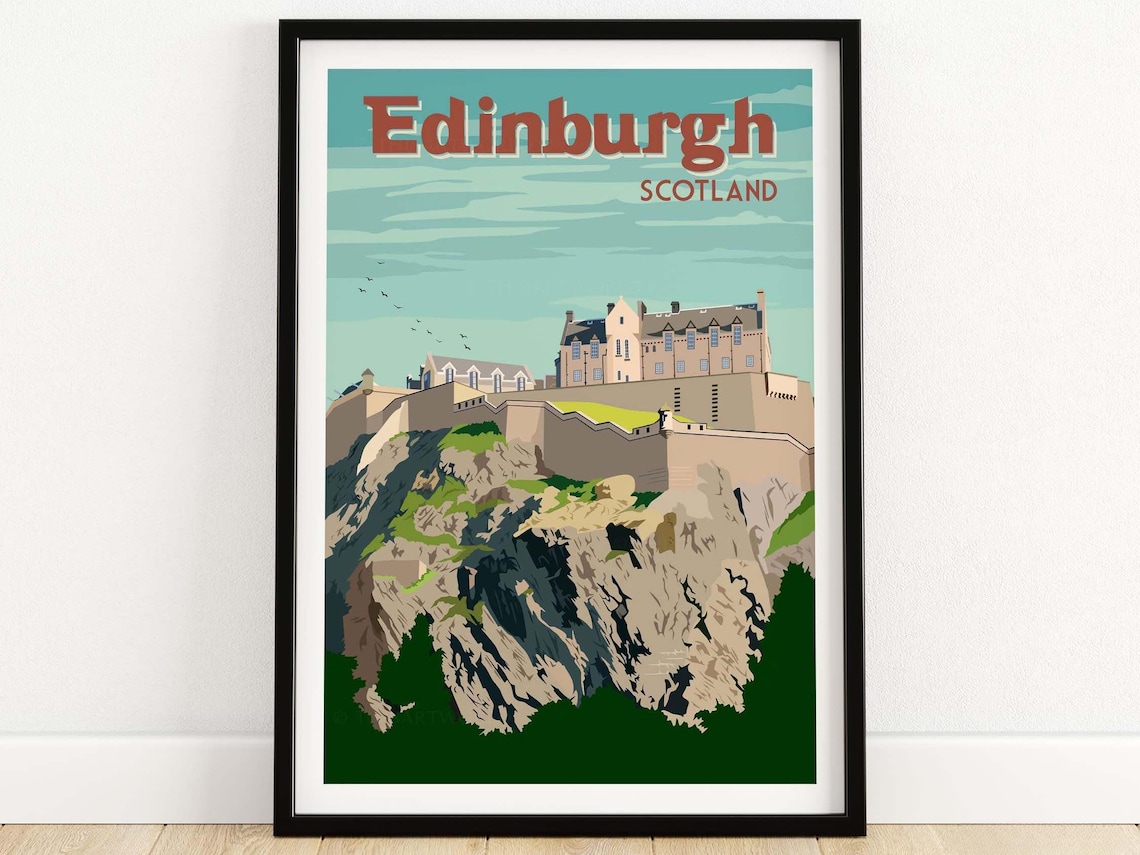 Edinburgh Scotland Travel Poster, Wall Art Print