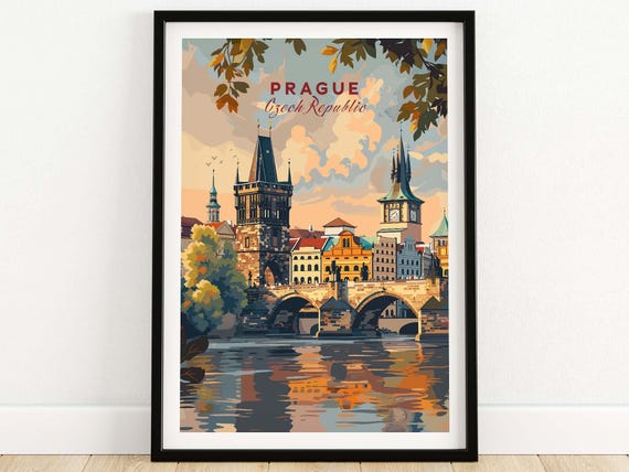 Prague Travel Poster, Europe Wall Art