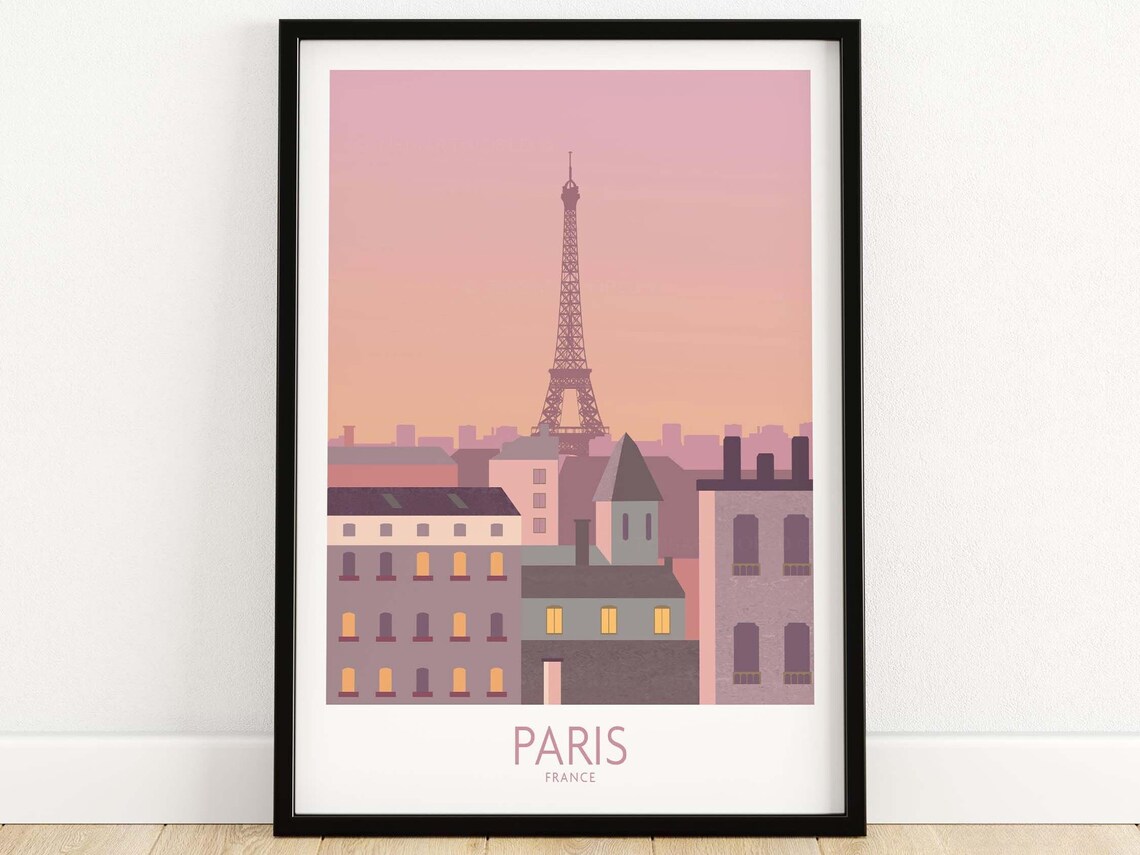Paris France Travel Poster, Paris Gift Idea