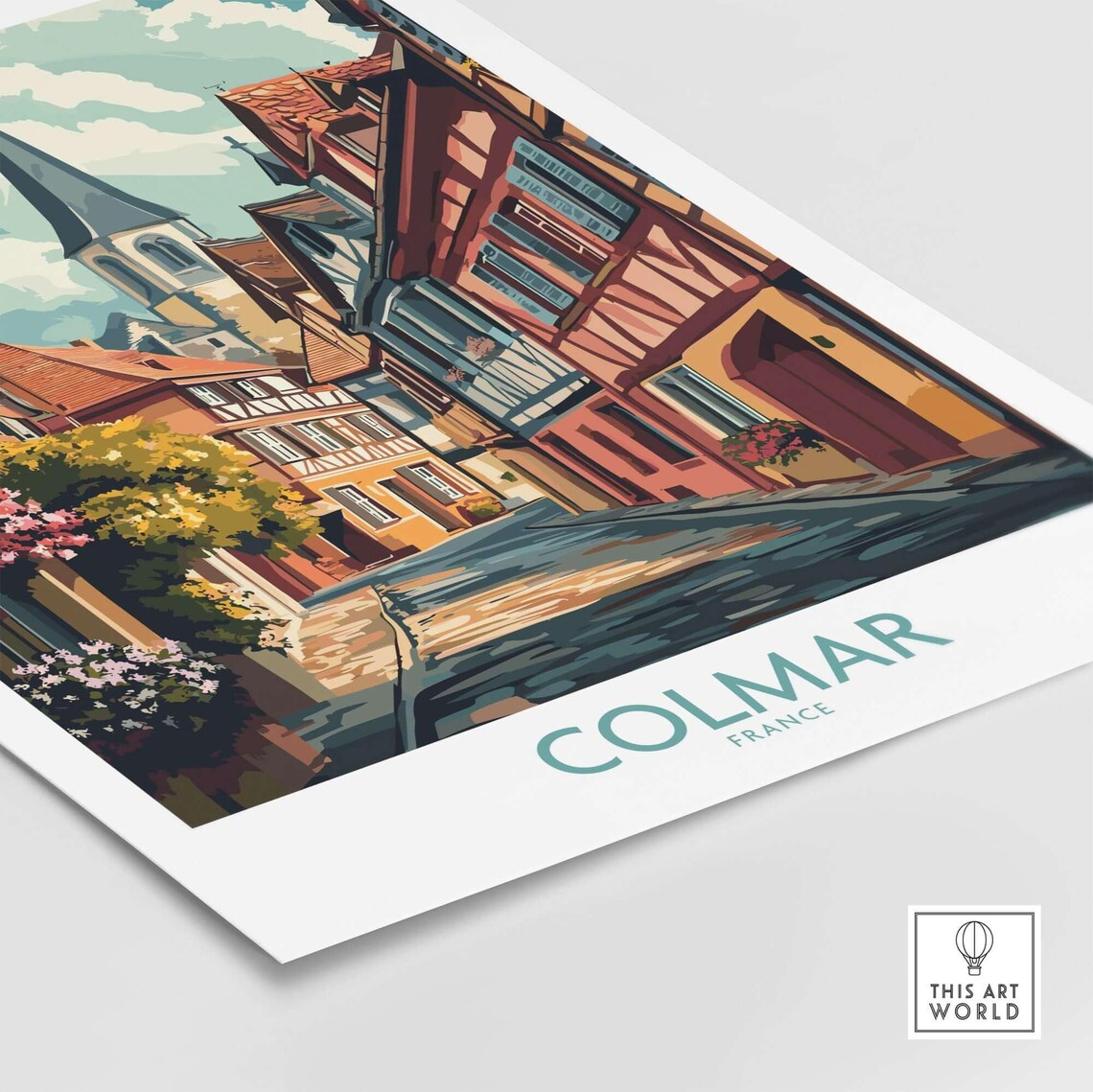 Colmar France Half Timbered Old Town Street Vintage Travel Poster - Image 4