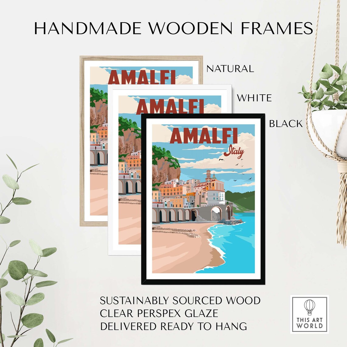 Amalfi Coast Italy Italian Riviera Travel Poster - Image 2