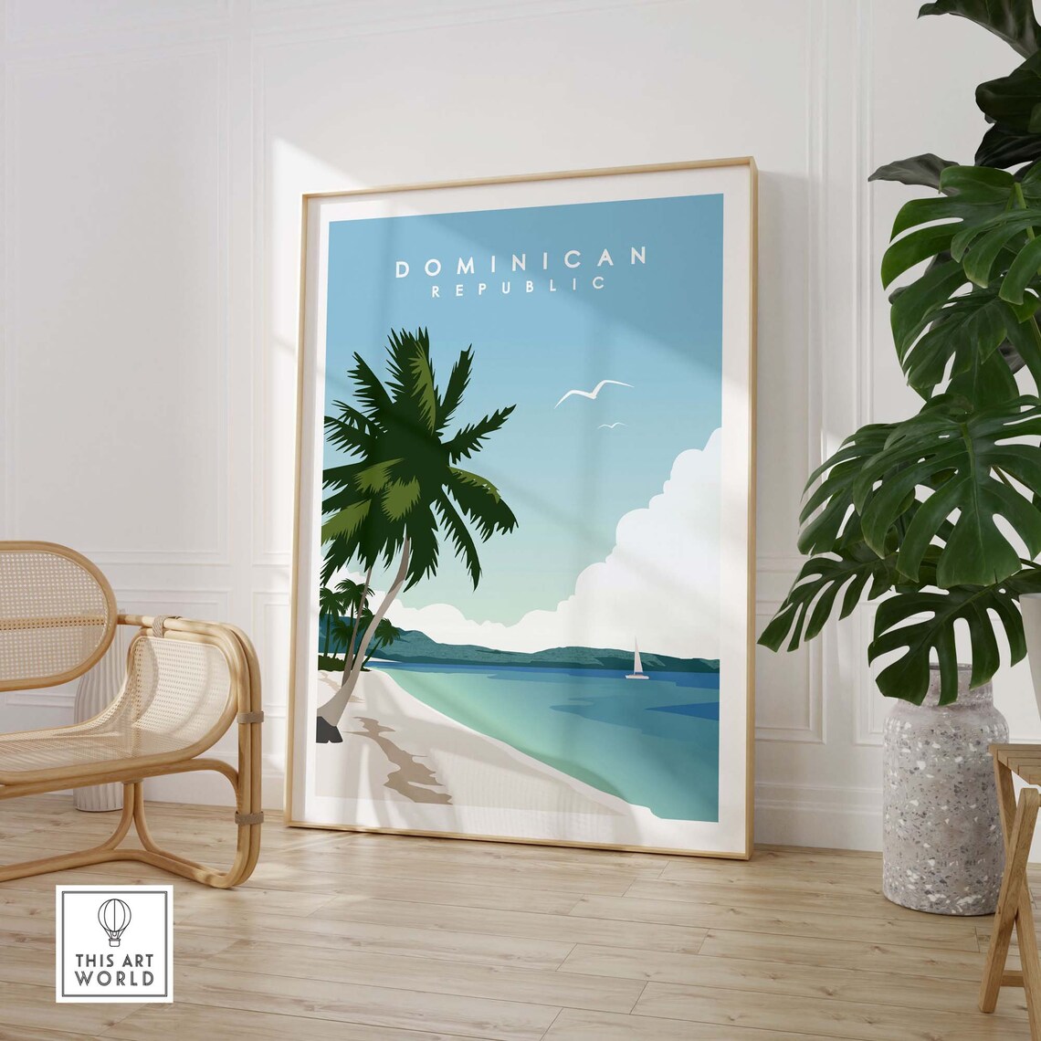 Dominican Republic Travel Poster, Caribbean Island - Image 3