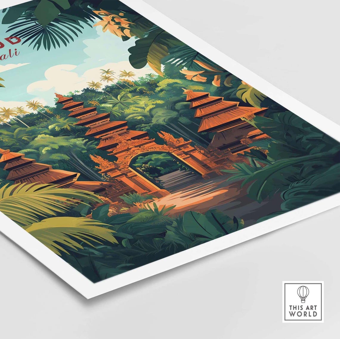 Ubud Bali Travel Poster, Illustration Artwork - Image 5