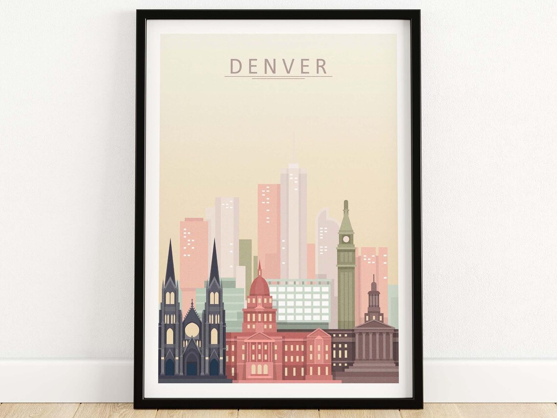 Denver Skyline Art Print, Colorado Travel Poster