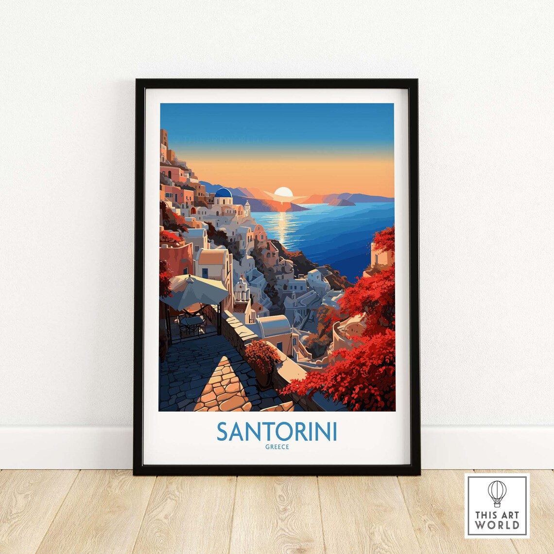 Santorini Birthday Present Travel Poster