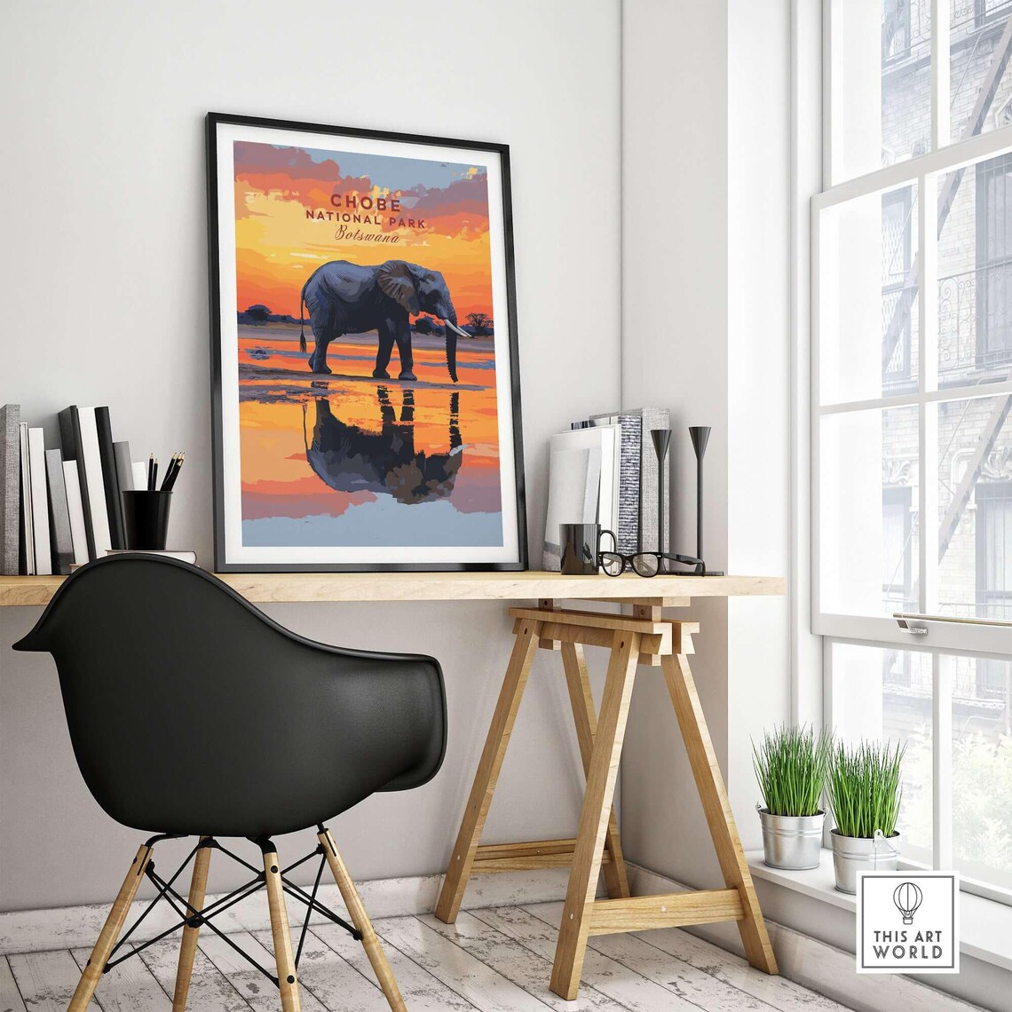 Chobe Elephant Art Print, Botswana Wildlife Illustration - Image 4