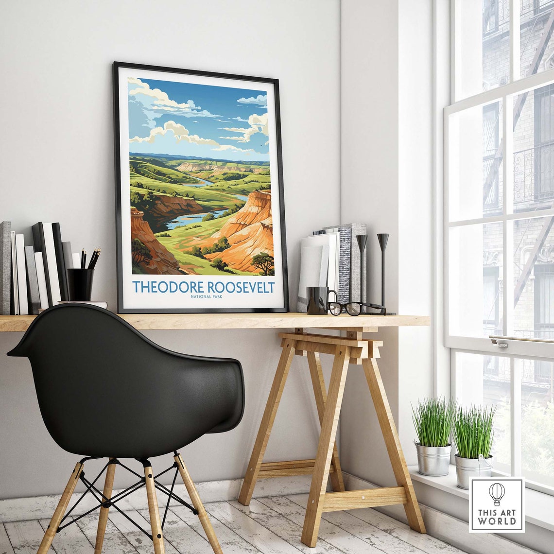 Theodore Roosevelt National Park Rolling Hills River Vista Poster - Image 4