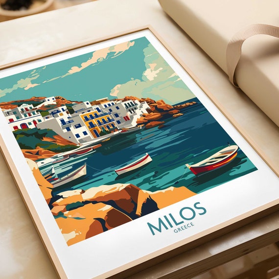 Milos Art Print Wall Travel Poster Home Decor Artwork Gift Illustration Lover