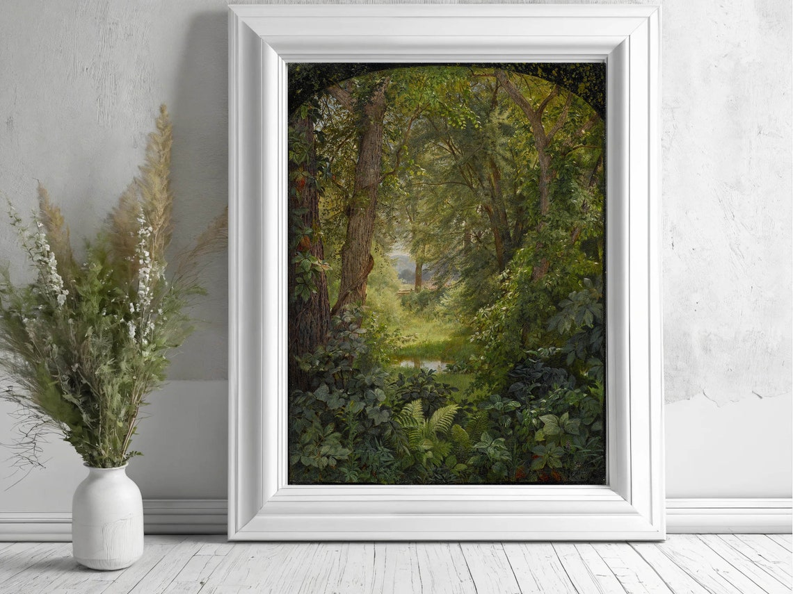 Rustic Forest Woodland Path Fern Painting Vintage Classic Print - Image 3