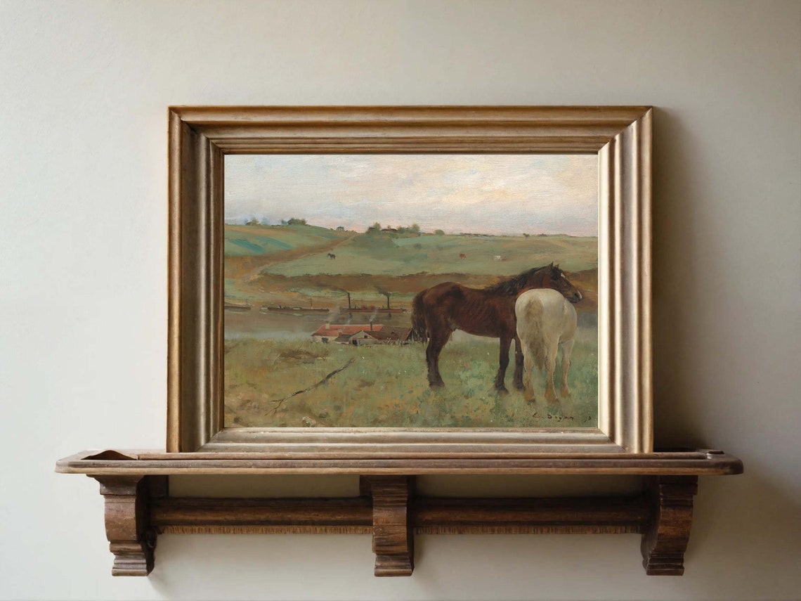 Edgar Degas Horses in a Meadow Brown and White Horses Poster - Image 3