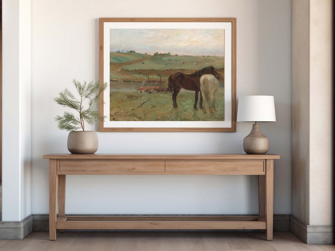 Edgar Degas Horses in a Meadow Brown and White Horses Poster - Image 4