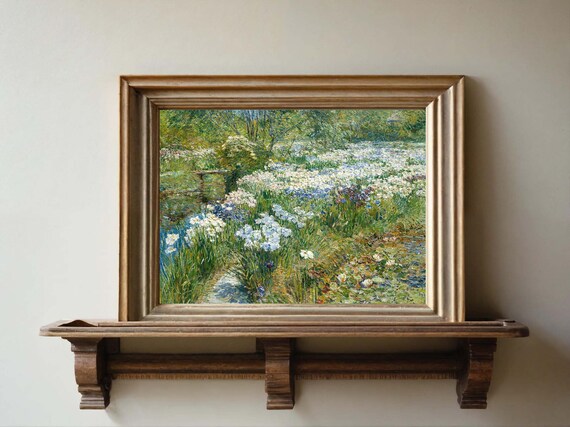 Childe Hassam The Water Garden Impressionist Iris Flowers Painting Poster