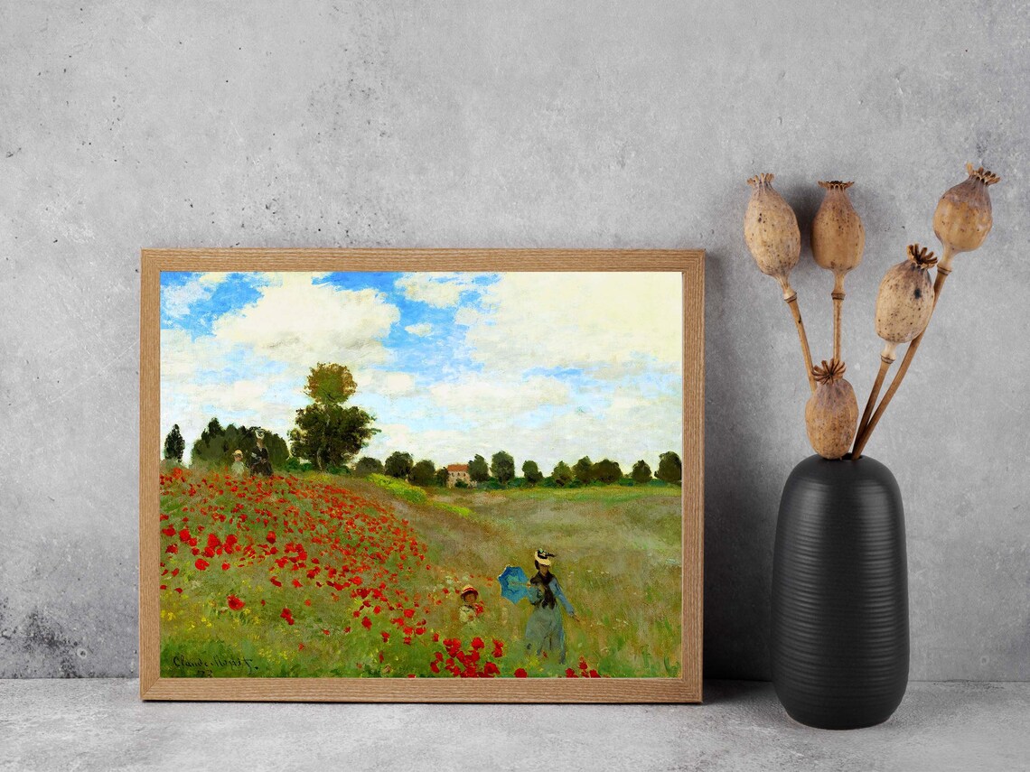 Claude Monet Poppy Field in Argenteuil Red Poppies Landscape Poster - Image 2