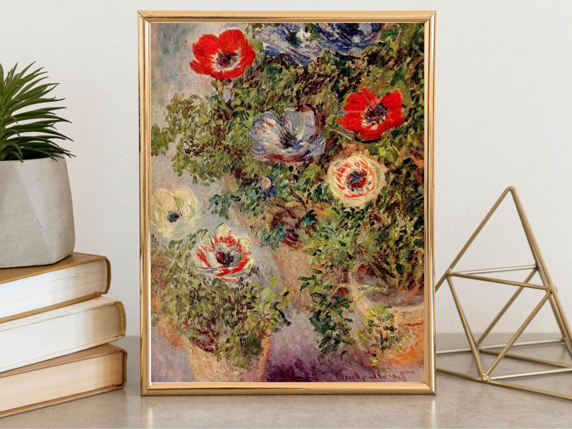 Claude Monet Anemones in Pots Floral Still Life Botanical Print - Image 7