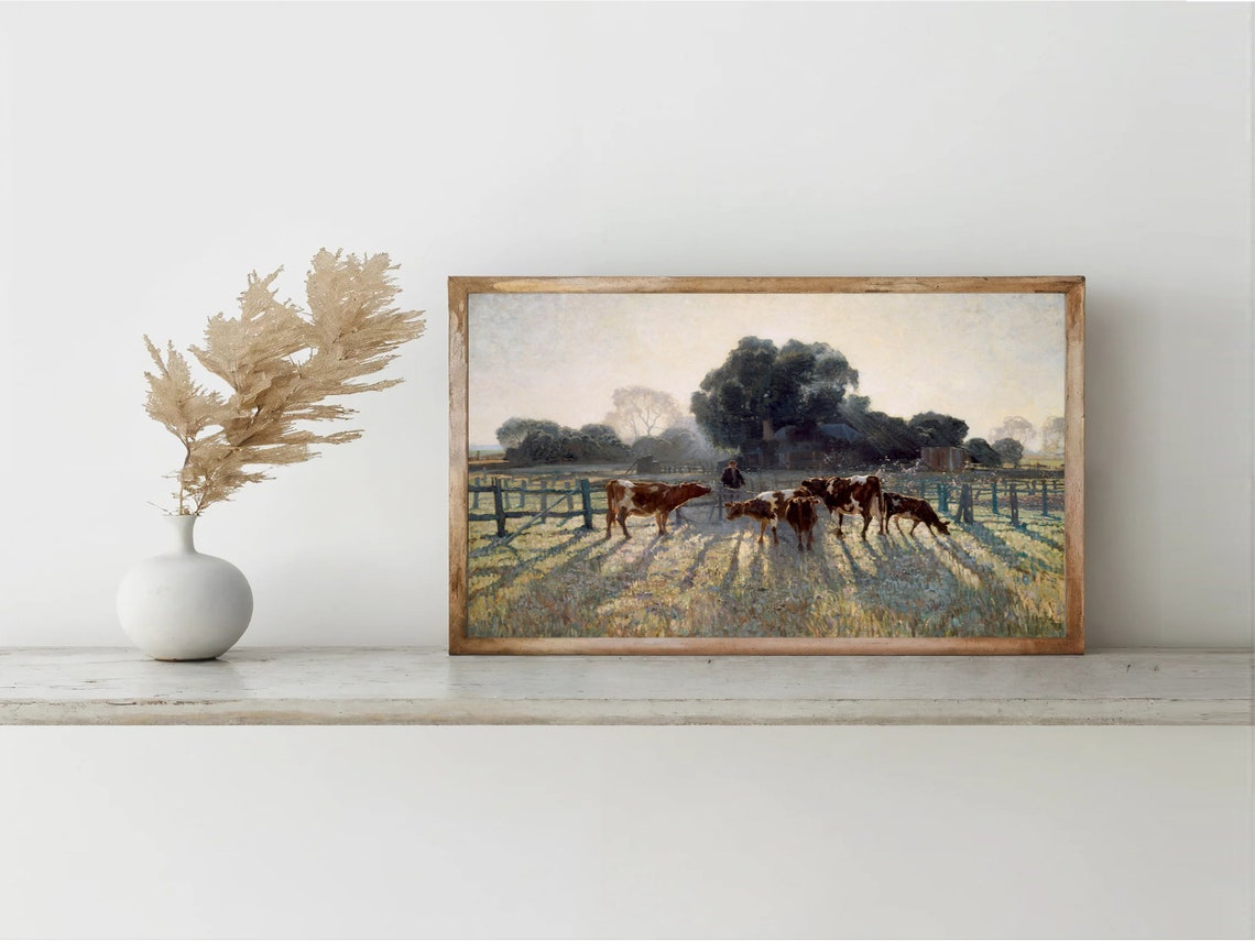 Morning Light Cattle Pasture Herdsman Classic Pastoral Art Poster - Image 4