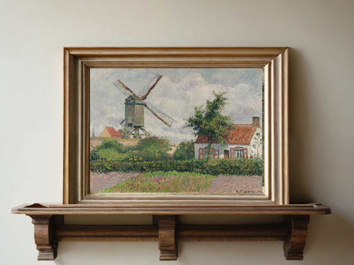 Pissarro Windmill Countryside Cottage Rustic Village Art Poster - Image 4