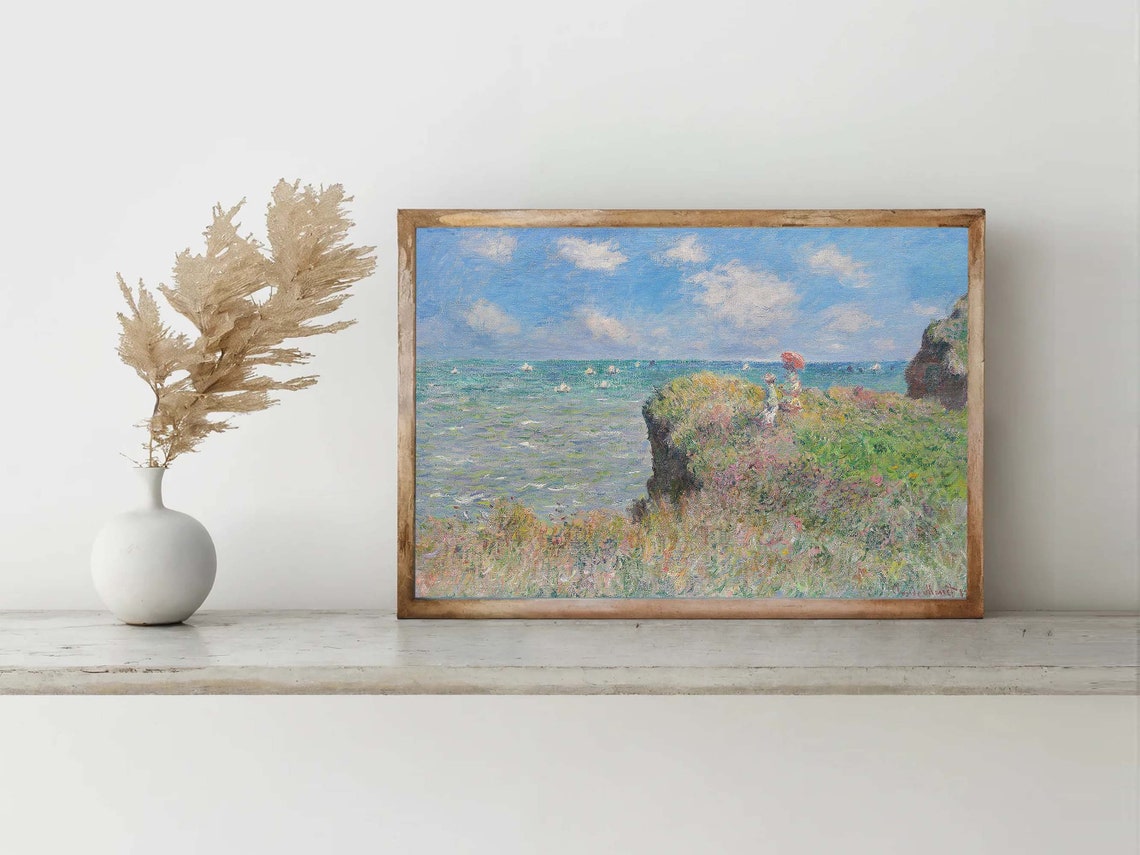 Claude Monet Cliff Walk at Pourville Coastal Impressionist Print - Image 5